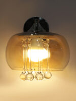 Amber Glass Wall Light with Hanging Crystal (Bulb Not Included) - Image 3