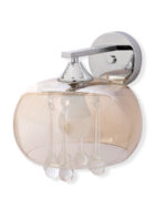 Amber Glass Wall Light with Hanging Crystal (Bulb Not Included)