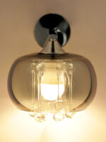 Smokey Glass Wall Lamp with Hanging Crystal (Bulb Not Included) - Image 3