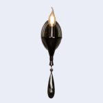 Glossy Black Wall Light with Hanging Crystal (Bulb Not Included) - Image 3