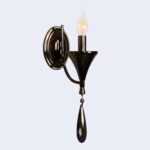 Glossy Black Wall Light with Hanging Crystal (Bulb Not Included) - Image 6