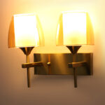 Amber Glass Double Holder Wall Light (Bulb Not Included)
