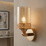 Proudome Amber Glass Wall Light – Luxury Gold Decorative Wall Lamp for Modern Interiors (Bulb Not Included)
