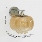 Proudome Amber Glass Wall Light with Hanging Crystals – Luxury Decorative Wall Lamp (Bulb Not Included) - Image 6