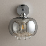 Proudome Smokey Glass Wall Light with Hanging Crystals – Luxury Decorative Wall Lamp (Bulb Not Included) - Image 2