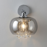 Proudome Smokey Glass Wall Light with Hanging Crystals – Luxury Decorative Wall Lamp (Bulb Not Included) - Image 4
