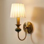 Proudome Fabric Shade Wall Light – Elegant Brass Finish Decorative Wall Sconce (Bulb Not Included)
