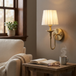 Proudome Fabric Shade Wall Light – Elegant Brass Finish Decorative Wall Sconce (Bulb Not Included) - Image 3