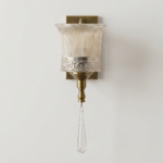 Proudome Decorative Glass Wall Light – Vintage Brass Wall Sconce with Crystal Accent (Bulb Not Included) - Image 2