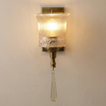 Proudome Decorative Glass Wall Light – Vintage Brass Wall Sconce with Crystal Accent (Bulb Not Included) - Image 4