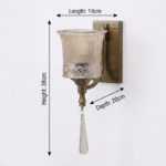 Proudome Decorative Glass Wall Light – Vintage Brass Wall Sconce with Crystal Accent (Bulb Not Included) - Image 6