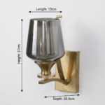 Proudome Smokey Glass Wall Light – Modern Brass Finish Decorative Wall Sconce (Bulb Not Included) - Image 6