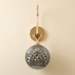 Proudome Smokey Glass Globe Wall Light | Luxury Gold Decorative Wall Lamp for Modern Interiors (Bulb Not Included) - Image 2