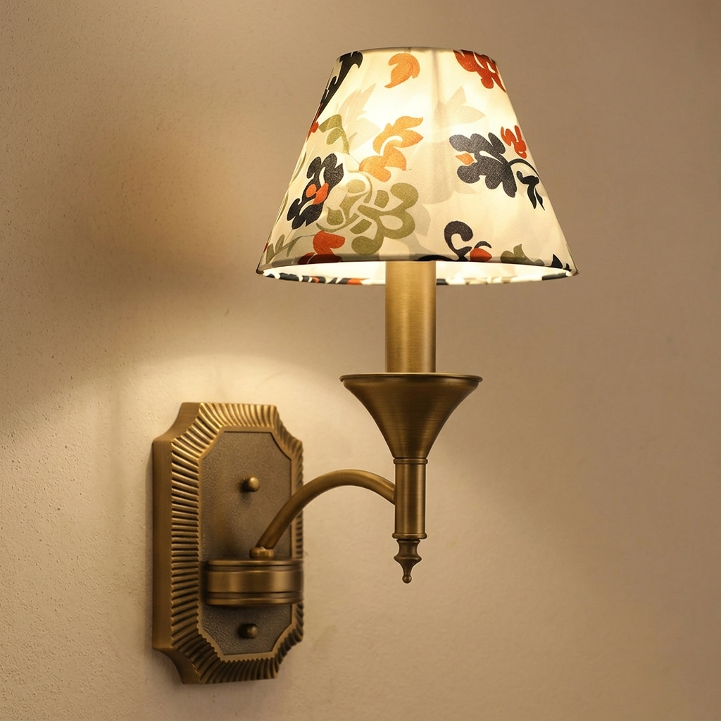 download - 2026-05-28T155119.758 Proudome Vintage Fabric Shade Wall Light | Decorative Floral Wall Lamp for Elegant Interiors (Bulb Not Included) - Image 1
