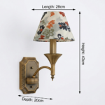 Proudome Vintage Fabric Shade Wall Light | Decorative Floral Wall Lamp for Elegant Interiors (Bulb Not Included) - Image 6