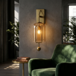 Proudome Amber Glass Wall Light – Elegant Gold Finish Decorative Wall Sconce (Bulb Not Included) - Image 3