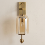 Proudome Amber Glass Wall Light – Elegant Gold Finish Decorative Wall Sconce (Bulb Not Included) - Image 2