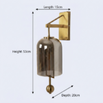 Proudome Smokey Glass Wall Light | Luxury Gold Decorative Wall Lamp for Modern Interiors (Bulb Not Included) - Image 6