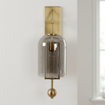 Proudome Smokey Glass Wall Light | Luxury Gold Decorative Wall Lamp for Modern Interiors (Bulb Not Included) - Image 2