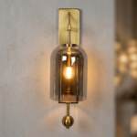 Proudome Smokey Glass Wall Light | Luxury Gold Decorative Wall Lamp for Modern Interiors (Bulb Not Included)