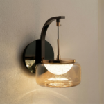 Proudome Hanging Amber Glass 3 Color Mode LED Wall Light | Modern Designer Decorative Hanging Wall Lamp