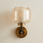 Proudome Amber Glass Wall Light | Modern Gold Decorative Wall Sconce (Bulb Not Included) - Image 2