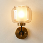 Proudome Amber Glass Wall Light | Modern Gold Decorative Wall Sconce (Bulb Not Included) - Image 4
