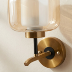 Proudome Amber Glass Wall Light | Modern Gold Decorative Wall Sconce (Bulb Not Included) - Image 5