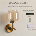 Proudome Amber Glass Wall Light | Modern Gold Decorative Wall Sconce (Bulb Not Included) - Image 7