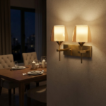 Proudome Dual Amber Glass Wall Light | Modern Gold Decorative Wall Sconce (Bulb Not Included) - Image 3