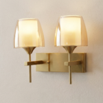 Proudome Dual Amber Glass Wall Light | Modern Gold Decorative Wall Sconce (Bulb Not Included) - Image 4