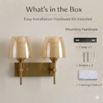 Proudome Dual Amber Glass Wall Light | Modern Gold Decorative Wall Sconce (Bulb Not Included) - Image 7