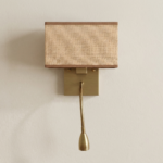 Proudome Fabric Shade Wall Light with LED Reading Light | Modern Gold Bedside Wall Lamp (Bulb Not Included) - Image 2