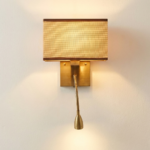 Proudome Fabric Shade Wall Light with LED Reading Light | Modern Gold Bedside Wall Lamp (Bulb Not Included) - Image 4