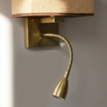 Proudome Fabric Shade Wall Light with LED Reading Light | Modern Gold Bedside Wall Lamp (Bulb Not Included) - Image 5