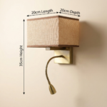 Proudome Fabric Shade Wall Light with LED Reading Light | Modern Gold Bedside Wall Lamp (Bulb Not Included) - Image 6