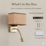 Proudome Fabric Shade Wall Light with LED Reading Light | Modern Gold Bedside Wall Lamp (Bulb Not Included) - Image 7
