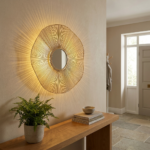 Proudome LED Wall Light with Mirror | Modern Sunburst Decorative Gold Wall Fixture - Image 3