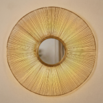 Proudome LED Wall Light with Mirror | Modern Sunburst Decorative Gold Wall Fixture