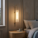 Proudome Frosted White Glass Wall Light | Modern Decorative Gold Wall Sconce (Bulb Not Included) - Image 3