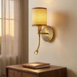 Proudome Wall Light with Reading Light | Fabric Shade Bedside Lamp | (Bulb Not Included) - Image 2