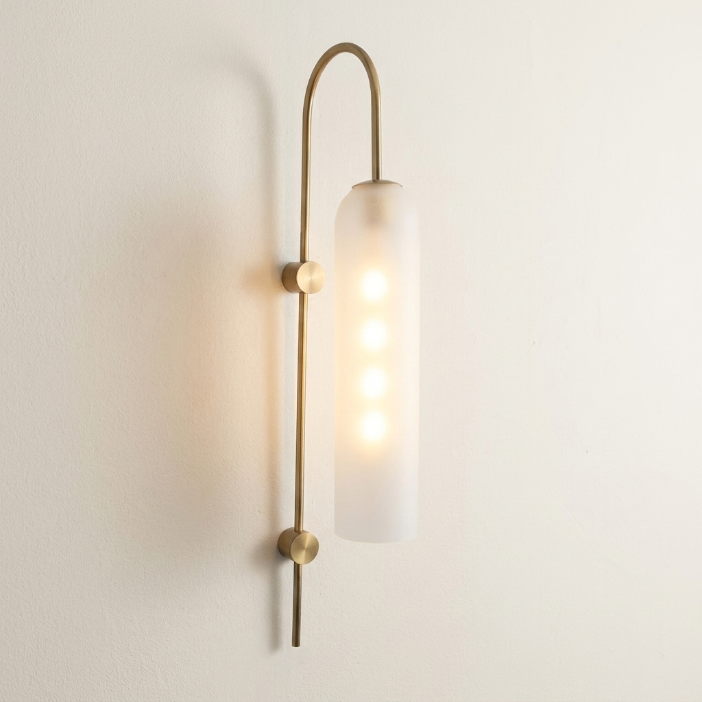 download - 2026-06-12T124817.544 Proudome Frosted White Glass Wall Light | Modern Decorative Gold Wall Sconce (Bulb Not Included) - Image 1