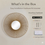 Proudome LED Wall Light with Mirror | Modern Sunburst Decorative Gold Wall Fixture - Image 7