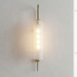 Proudome Frosted White Glass Wall Light | Modern Decorative Gold Wall Sconce (Bulb Not Included) - Image 4