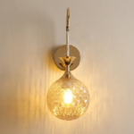Proudome Amber Glass Wall Light | Modern Decorative Globe Lighting Fixture (Bulb Not Included) - Image 4