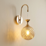 Proudome Amber Glass Wall Light | Modern Decorative Globe Lighting Fixture (Bulb Not Included)