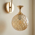 Proudome Amber Glass Wall Light | Modern Decorative Globe Lighting Fixture (Bulb Not Included) - Image 5