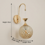 Proudome Amber Glass Wall Light | Modern Decorative Globe Lighting Fixture (Bulb Not Included) - Image 6