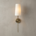 Proudome White Fabric Shade Wall Light | Modern Gold Finish Decorative Wall Sconce (Bulb Not Included) - Image 4