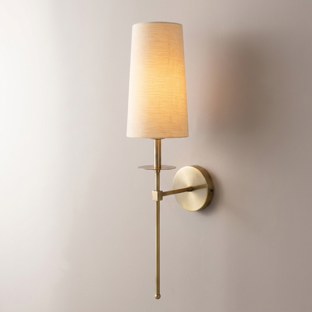 download - 2026-06-12T154711.218 Proudome Fabric Shade Wall Light | Modern Gold Finish Decorative Wall Sconce (Bulb Not Included) - Image 1